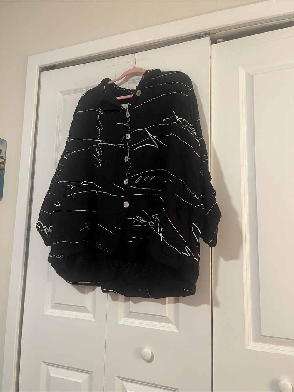 Black Printed womensButton-Front Jacket